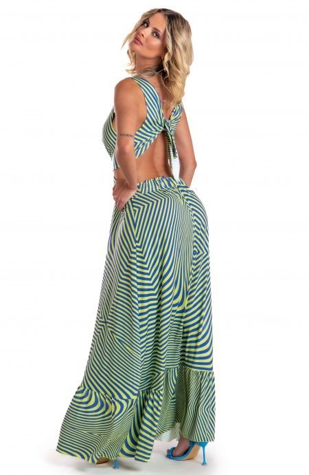 Pin Up Stars Vestito Lungo Jersey Stampa Optical Acquista Ora