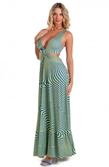 Pin Up Stars Vestito Lungo Jersey Stampa Optical Acquista Ora
