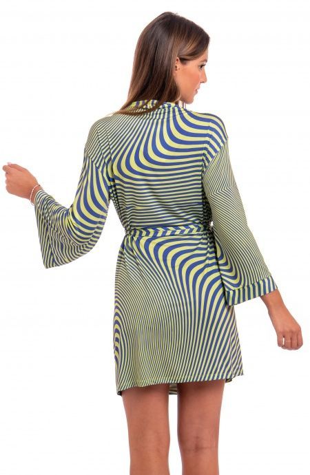 Pin Up Stars Vestito Aperto Jersey Stampa Optical Consegna Veloce