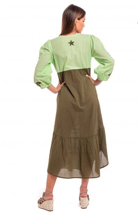 Pin Up Stars Abito Ricamato Manica Lunga Cotone Pineapple Patch Sottocosto