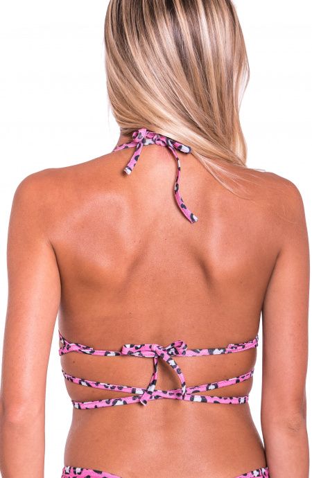 Pin Up Stars Top Bikini Triangolo Imbottito Fisso Push-Up Cuore Matto Nuova