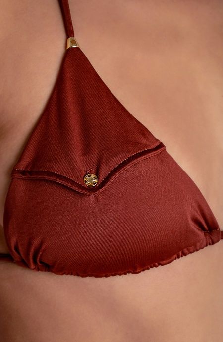 Pin Up Stars TOP BIKINI TRIANGOLO IMBOTTITO CON TASCHINO TINTA UNITA Prezzo Ridotto