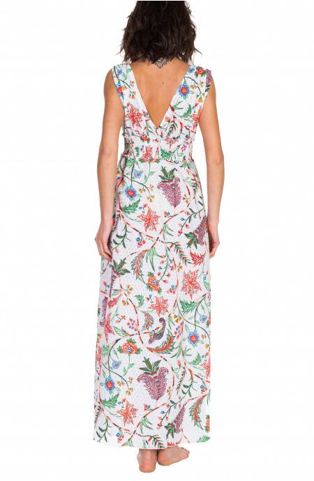 Pin Up Stars Long Dress Con Spacchi Stampa Camaleonte Hotsell