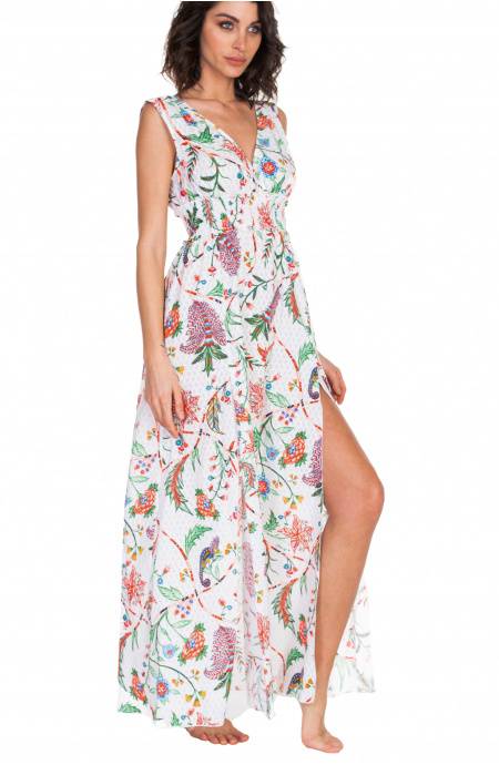 Pin Up Stars Long Dress Con Spacchi Stampa Camaleonte Hotsell