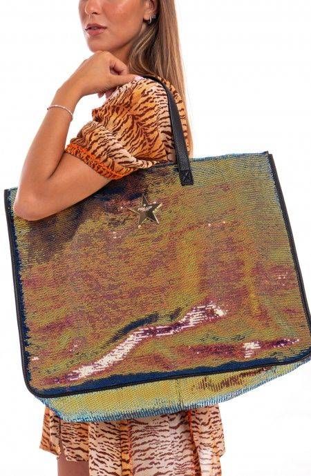 Pin Up Stars Shopping Bag Paillettes Tinta Unita Nuova