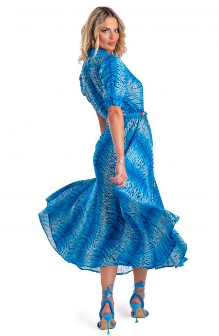 Pin Up Stars Chemisier Mussola Di Viscosa Con Cintura Stampa Tigre Promozione