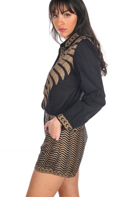Pin Up Stars Tutina in Cotone Ricamo Foglia Oro Offerta