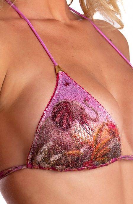 Pin Up Stars Bikini Triangolo Imbottito Palm Paradise Piquet Lurex e Paillettes Convenienza