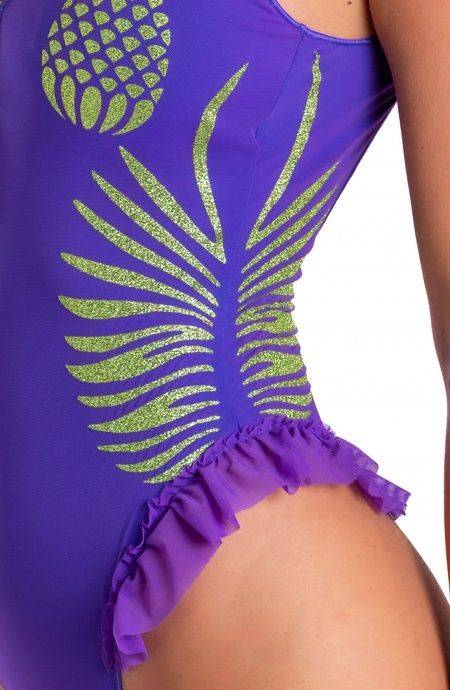 Pin Up Stars Costume Intero Tulle Stampa Ananas Lurex Offerta