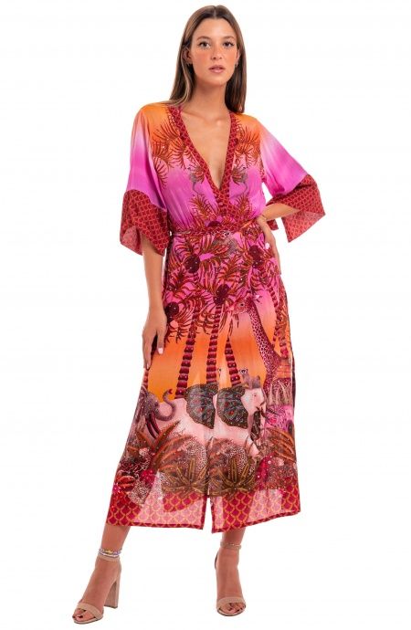 Pin Up Stars Kimono Mussola di Viscosa Palm Paradise Italia