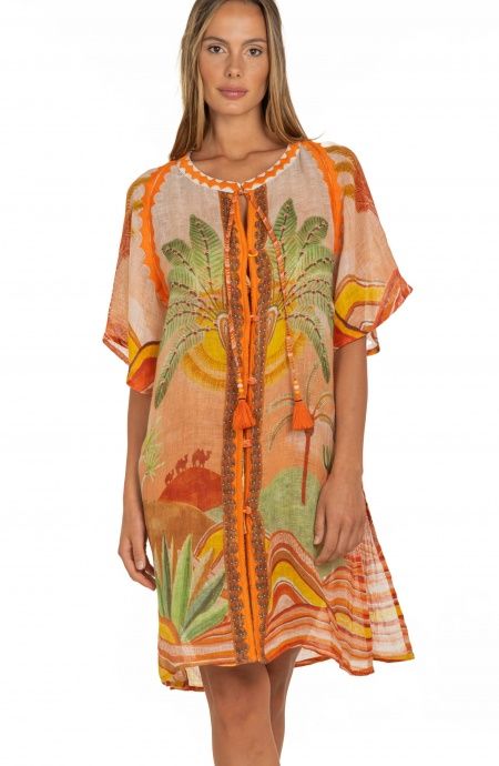 Pin Up Stars Poncho In Garza Stampa Dune Promozione