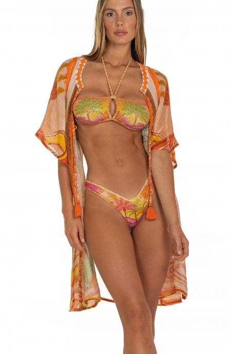 Pin Up Stars Poncho In Garza Stampa Dune Promozione