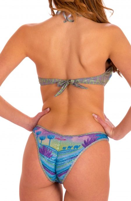 Pin Up Stars Bikini Fascia Slip Sgambato Stampa Dune Paillettes Sconto