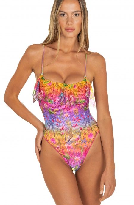 Pin Up Stars Costume Intero Con Balza Flower Rainbow Strass Online
