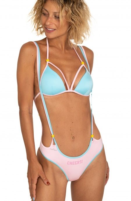Pin Up Stars Bikini Triangolo Fisso Slip Con Bretelle Tinta Unita Offerta esclusiva