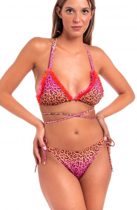 Pin Up Stars Bikini Triangolo Imbottito Con Rouge in Lycra Stampa Macula Vendite stagionali