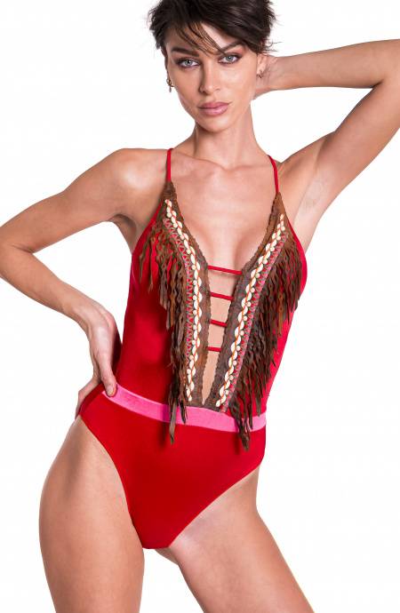 Pin Up Stars Costume Da Bagno Intero Ricamo Con Frange Offerta Anniversario