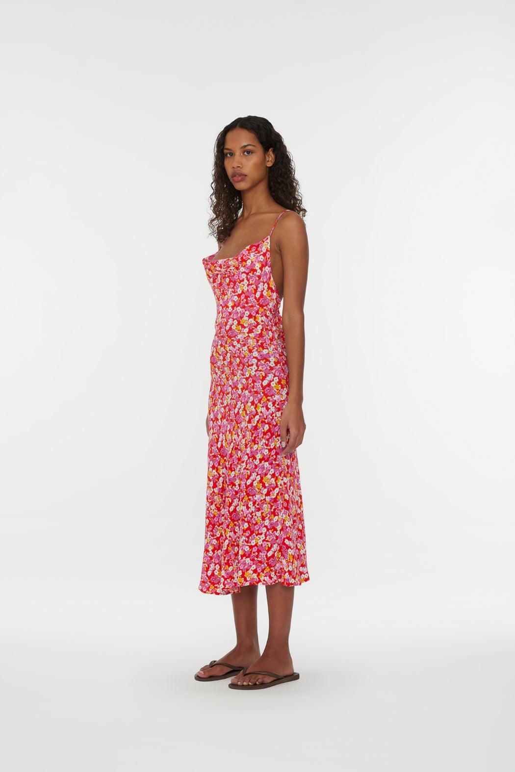 Reina Olga Jacquard Midi Strap Dress Vendita