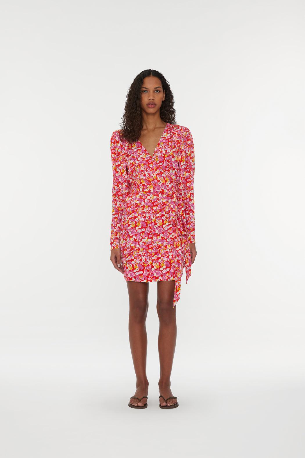Reina Olga Jacquard Mini Wrap Dress Qualità Garantita