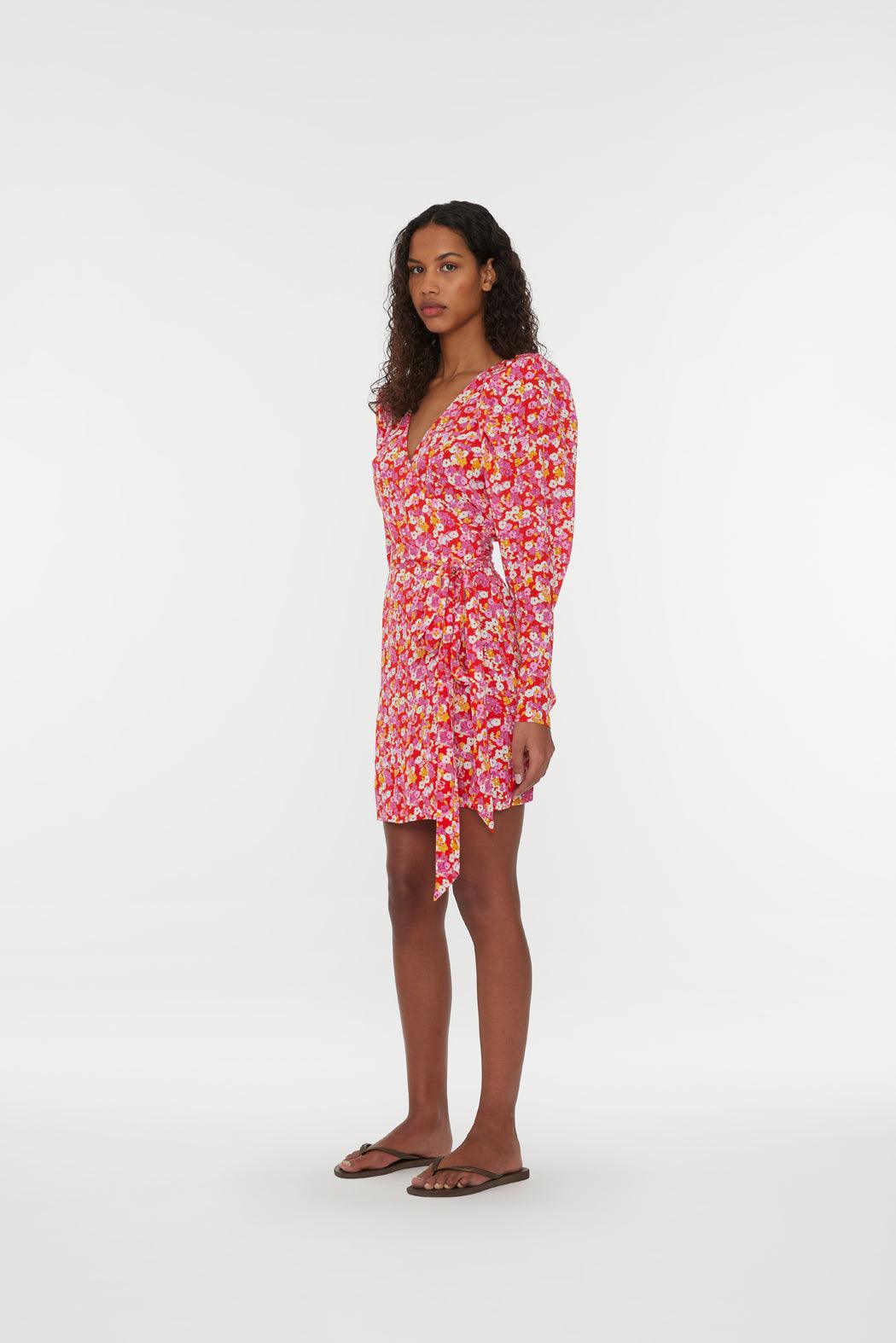 Reina Olga Jacquard Mini Wrap Dress Qualità Garantita