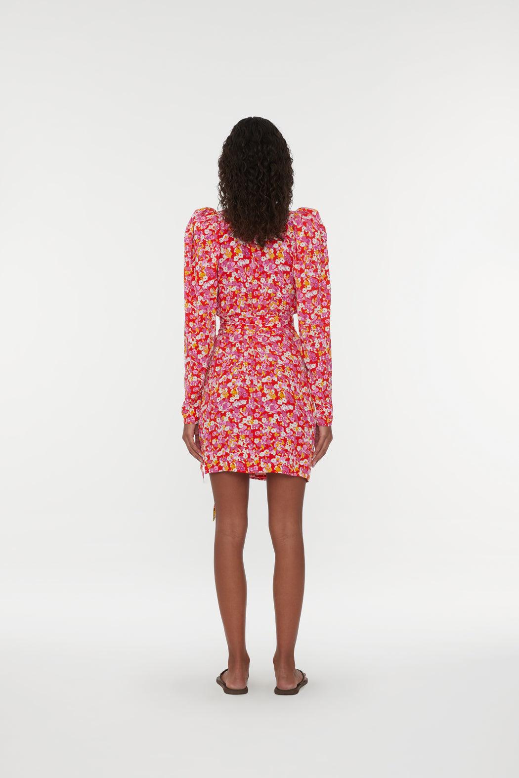 Reina Olga Jacquard Mini Wrap Dress Qualità Garantita