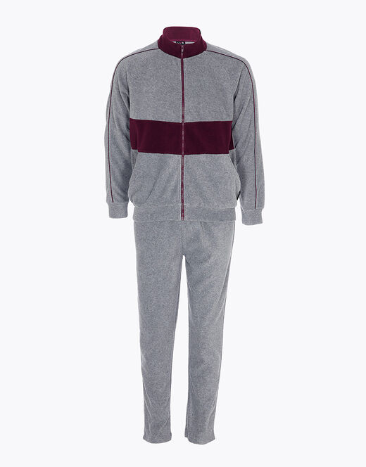 Lovable Homewear aperto in pile, grigio melange scuro e bordeaux I Più Venduti
