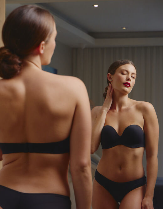 Lovable Balconette imbottito strapless, nero Sconto