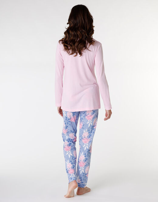 Lovable Pigiama lungo aperto in cotone modal, rosa con stampa floreale Hotsell