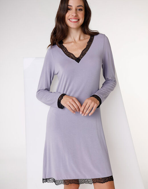 Lovable Camicia da notte in jersey di modal elasticizzato, tornado chiaro Moda