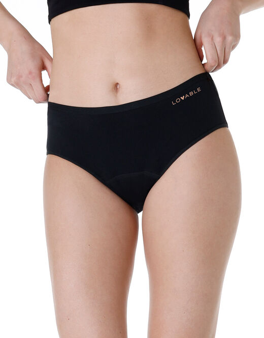 Lovable Slip midi assorbente lavabile in cotone elasticizzato, nero Promozione