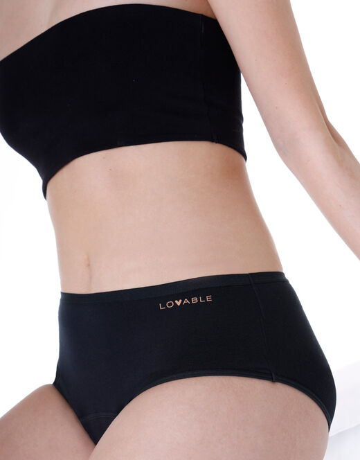 Lovable Slip midi assorbente lavabile in cotone elasticizzato, nero Promozione