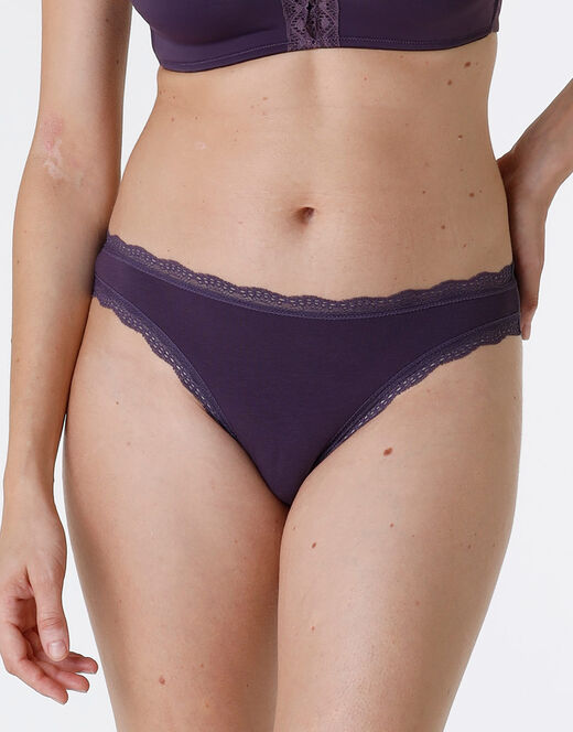 Lovable Slip Lovable Panties in cotone e pizzo elasticizzati, tornado scuro Convenienza