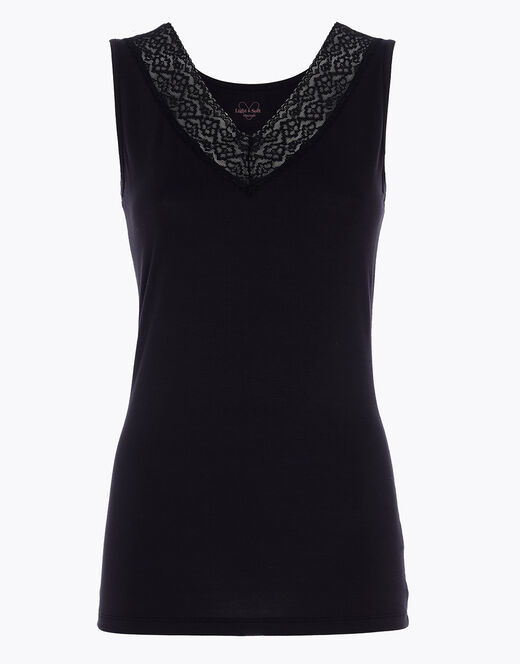 Lovable Canotta Donna Warm & Soft in Viscosa Spalla Larga con Pizzo, nera Economico