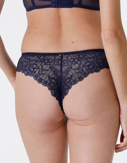 Lovable Brasiliano Striped Lace in pizzo e microfibra, blu scuro Online