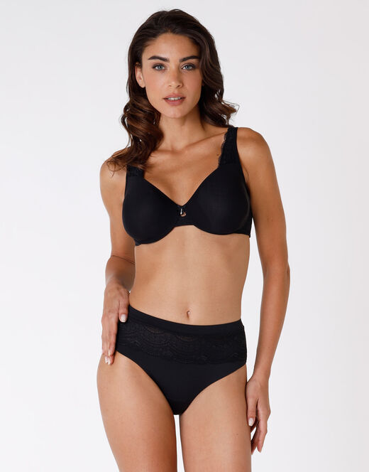 Lovable Reggiseno con ferretto Celebrity Minimizer, in pizzo e microfibra, nero Nuova