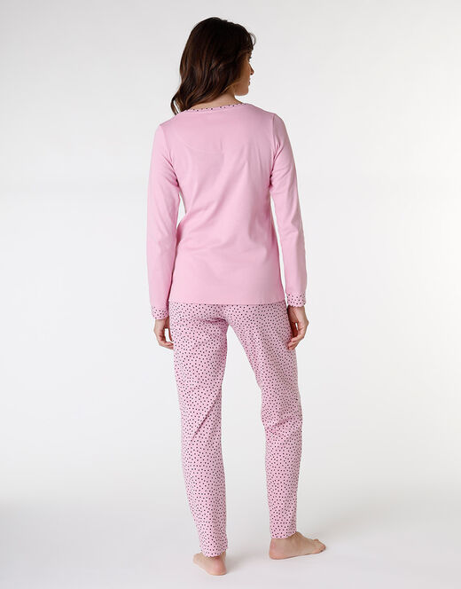 Lovable Pigiama lungo in jersey di cotone, rosa con motivi e stampa Negozi Online