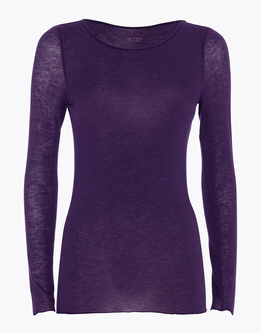 Lovable Maglia con scollo a barchetta e manica lunga in modal e cashmere, tornado scuro Saldi