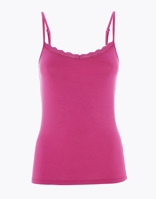 Lovable Top Basic Soul in viscosa e pizzo, rosa sorbetto In Linea