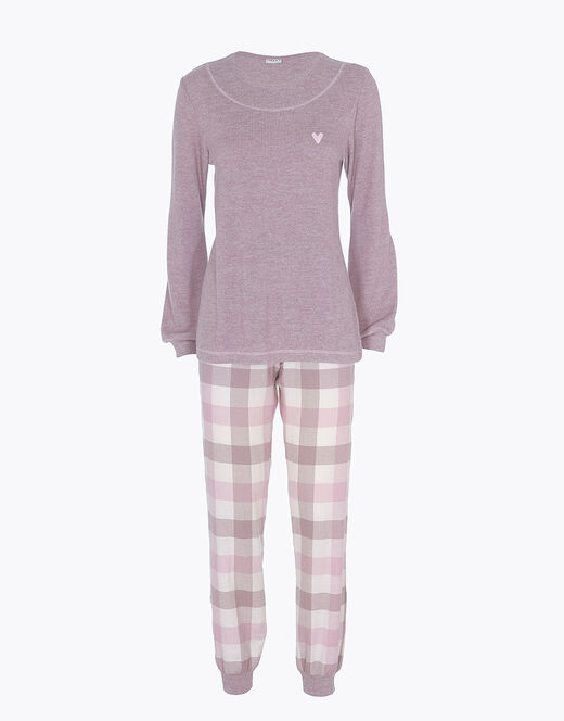 Lovable Homewear chiuso in flanella di cotone, rosa grigio Nuovo