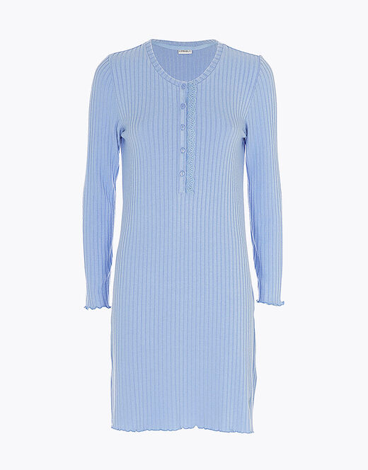 Lovable Camicia da notte in costina calda, azzurro ortensia Qualità