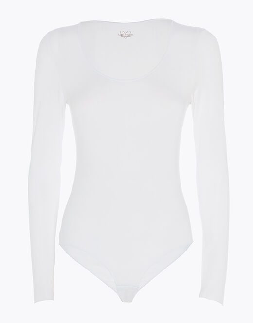 Lovable Body a manica lunga con scollo rotondo in modal, bianco Pezzi Unici