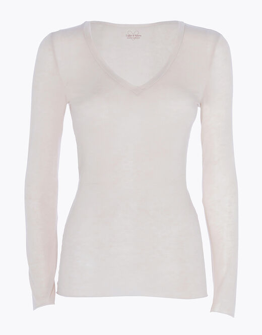 Lovable Maglia a manica lunga con scollo a V in modal e cashmere, sabbia Soddisfazione Garantita