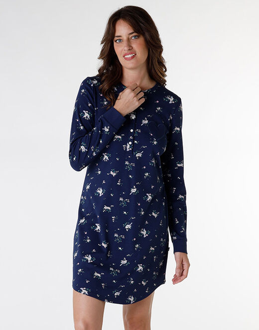 Lovable Camicia da notte in interlock di cotone, blu stampato Qualità Garantita