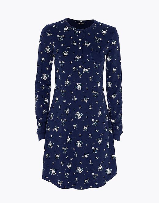 Lovable Camicia da notte in interlock di cotone, blu stampato Qualità Garantita