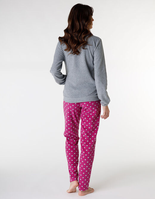 Lovable Homewear aperto in pelliccetta jacquard e micropile, rosa e grigio Acquista Ora