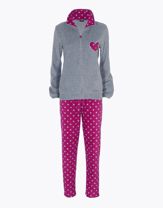 Lovable Homewear aperto in pelliccetta jacquard e micropile, rosa e grigio Acquista Ora