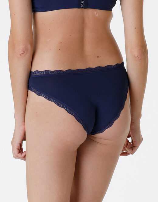 Lovable Slip Lovable Panties in cotone e pizzo elasticizzati, blu scuro Consegna Veloce