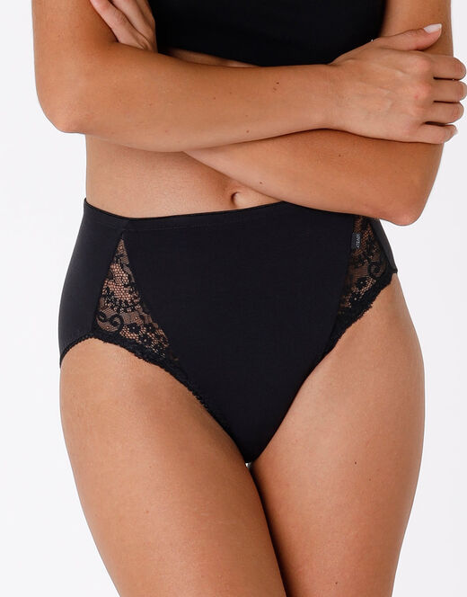 Lovable Slip midi Lovely Charme nero in cotone elasticizzato con pizzo Saldi Di Fabbrica