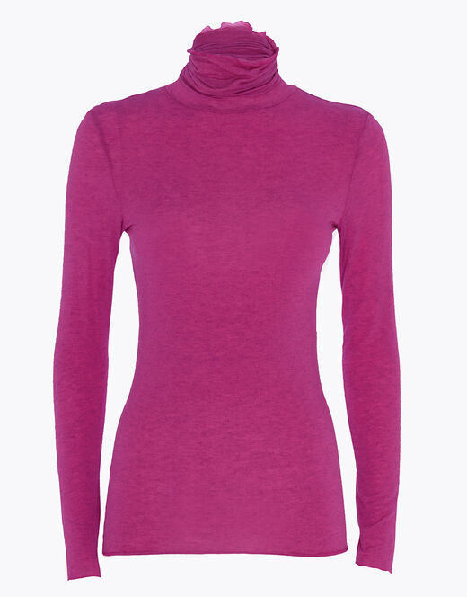 Lovable Maglia a collo alto e manica lunga in modal e cashmere, rosa sorbetto Italia