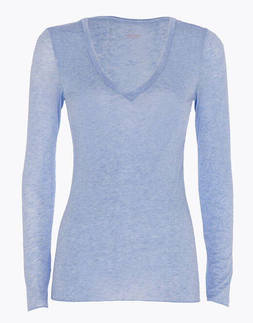 Lovable Maglia a manica lunga con scollo a V in modal e cashmere, ortensia In Linea